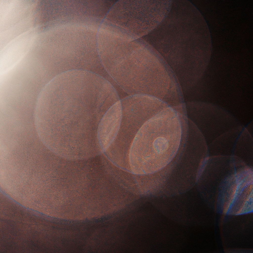 Reflejo cálido de sol y herramientas de estudio de cámara en fondo artístico